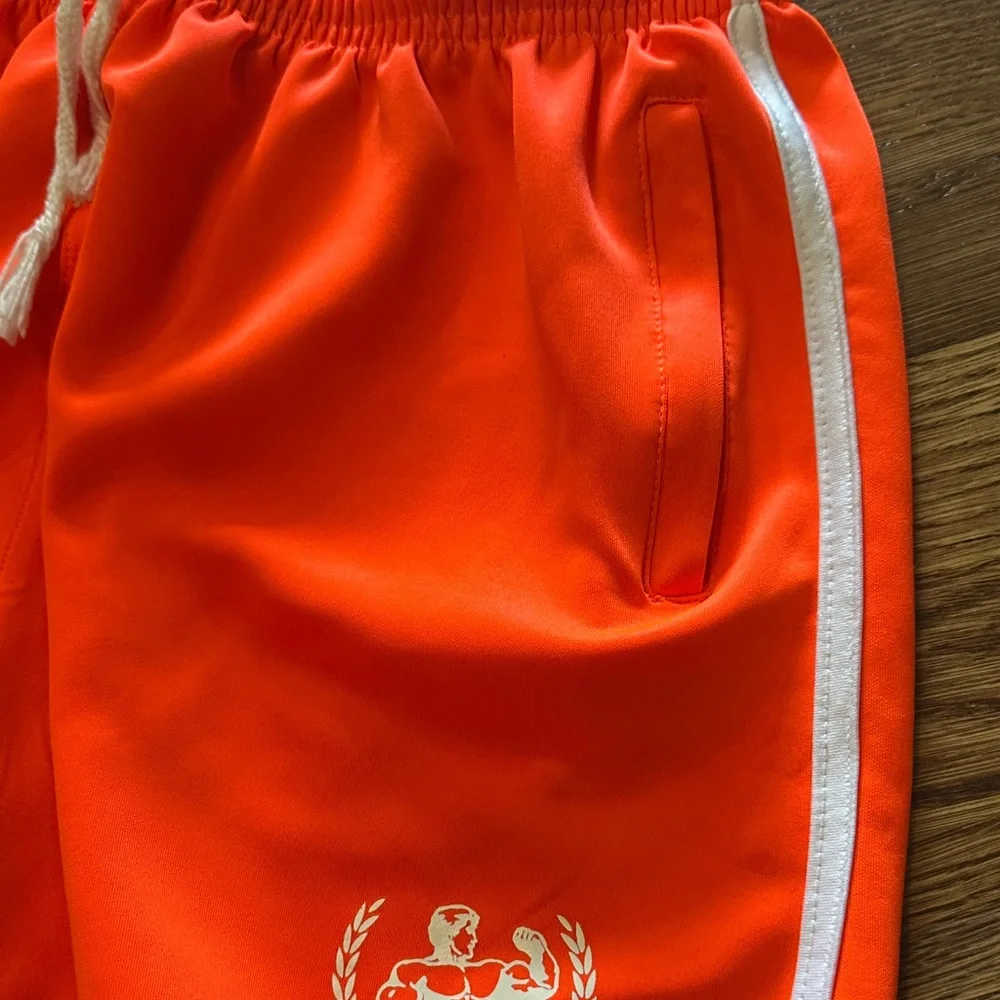 Old School Glory Bright Orange Athletic Shorts with White Trim - Picture 4 of 8